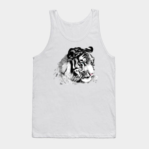 White Tiger Polygonal Artwork Tank Top by NuokaBox